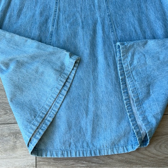 Vintage Traditional Tribal A Line Flowy Denim Midi Skirt - Picture 11 of 12